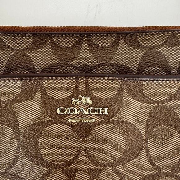 Coach Signature Shoulder Bag Baguette Pop-Out Removable Pouch F65806 Brown - Picture 9 of 14